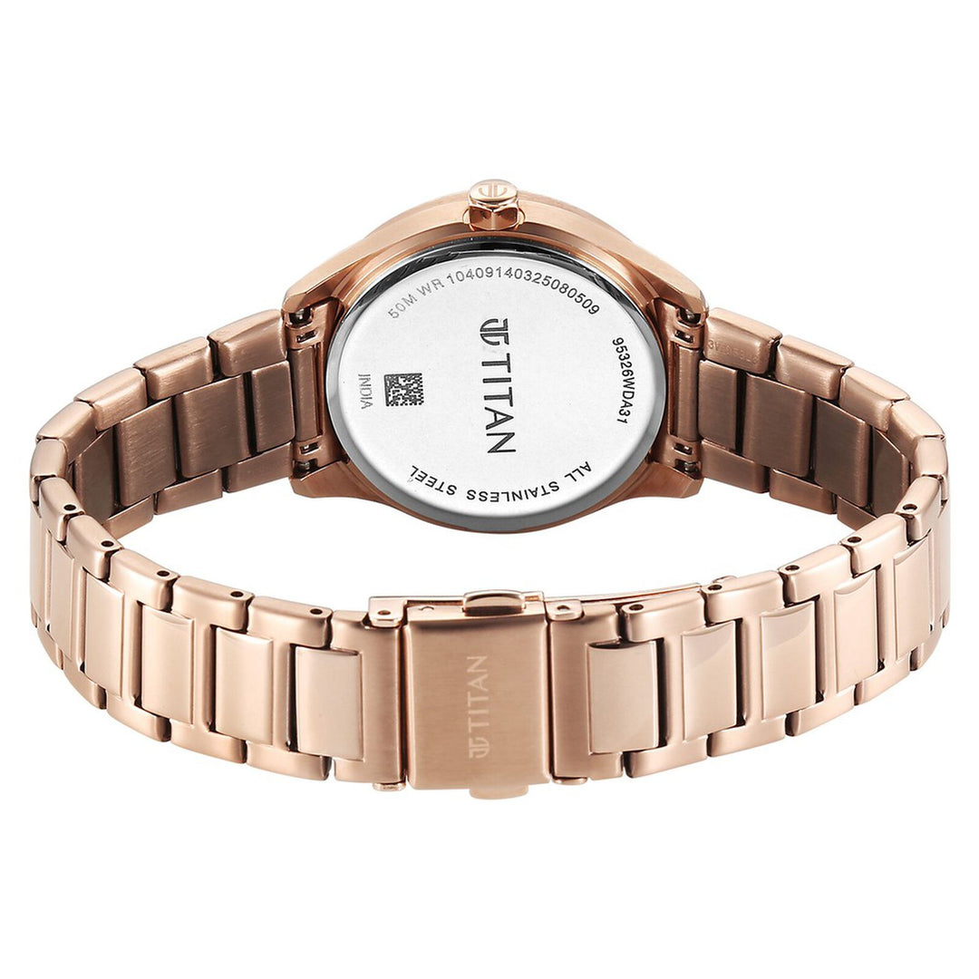 Titan Purple Glamour 95326WM01 Silver Dial Women&