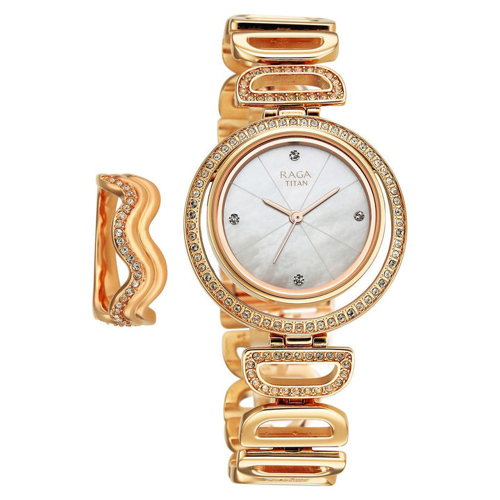 Titan Raga Glimmers 95329WM01F Mother of Pearl Dial Women&