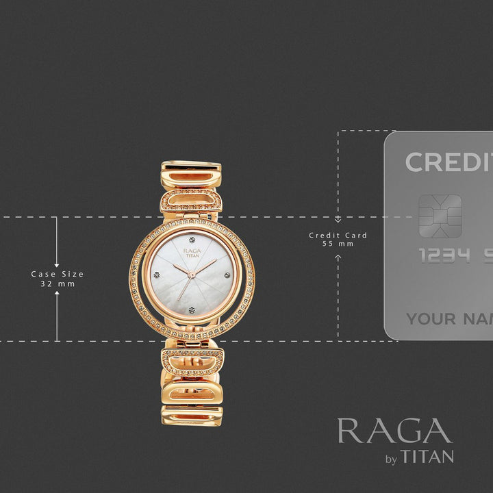 Titan Raga Glimmers 95329WM01F Mother of Pearl Dial Women&