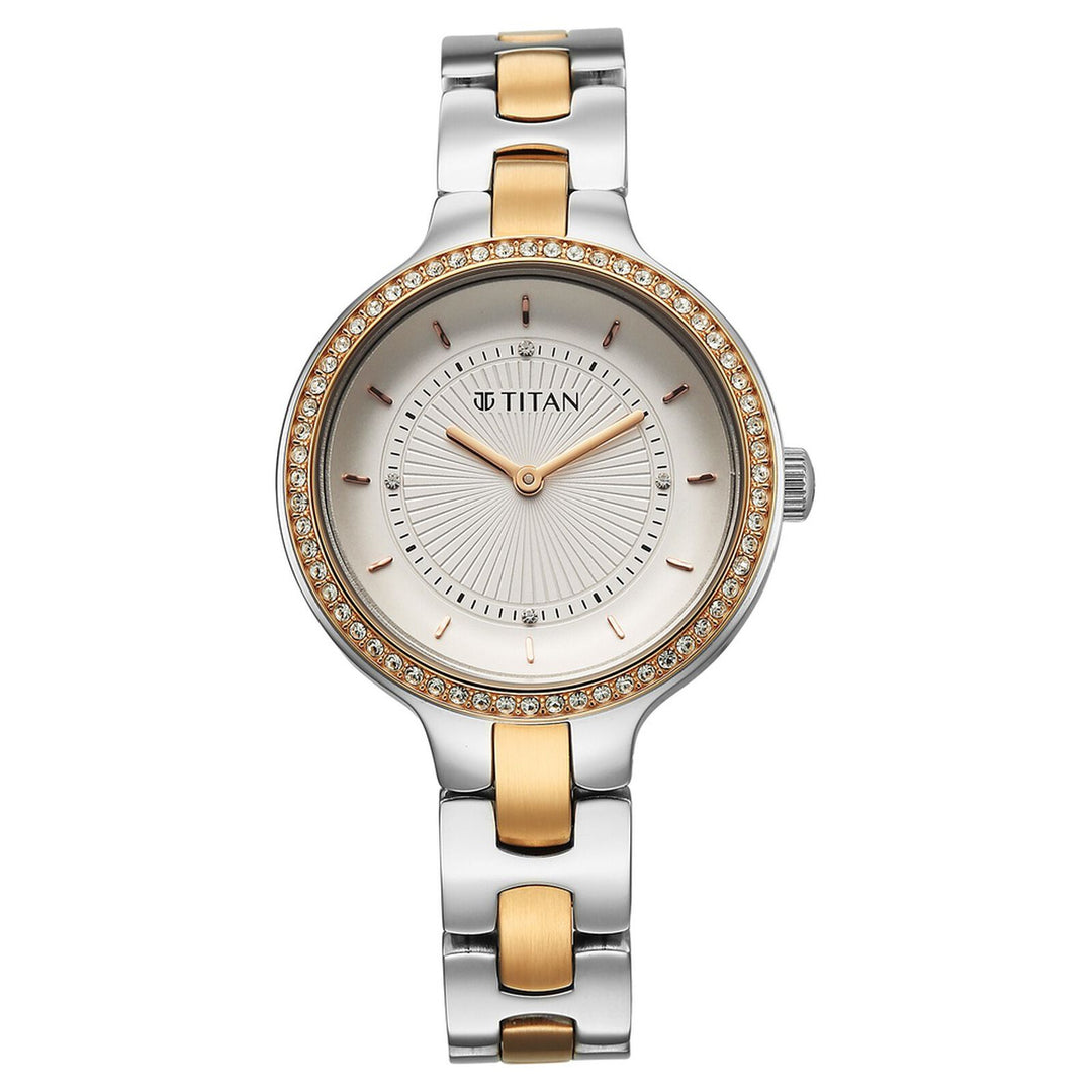 Titan Purple Glamour NU95333KM01 White Dial Women&