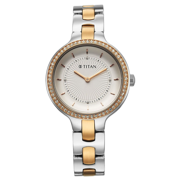 Titan Purple Glamour NU95333KM01 White Dial Women&