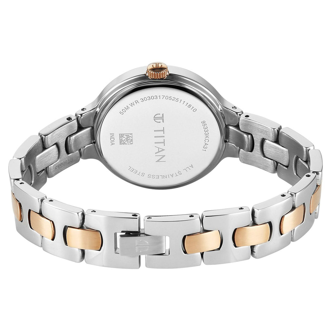 Titan Purple Glamour NU95333KM01 White Dial Women&
