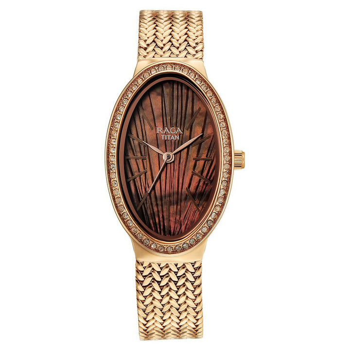 Titan Raga Glimmers 95338WM01 Brown Mother of Pearl Dial Women&
