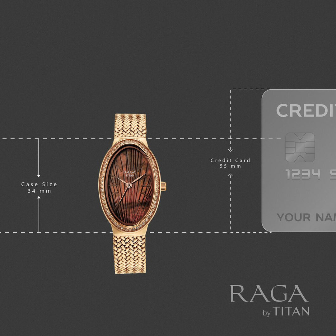 Titan Raga Glimmers 95338WM01 Brown Mother of Pearl Dial Women&