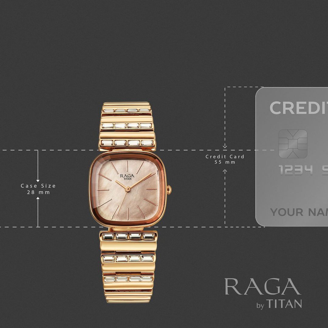 Titan Raga Glimmers NU95339WM01F Rose Gold Dial Women&
