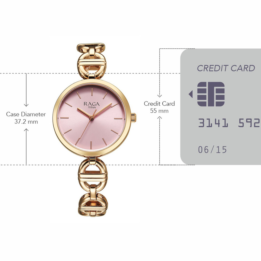 Titan Raga Showstopper NU95353WM01 Rose Gold Dial Women&