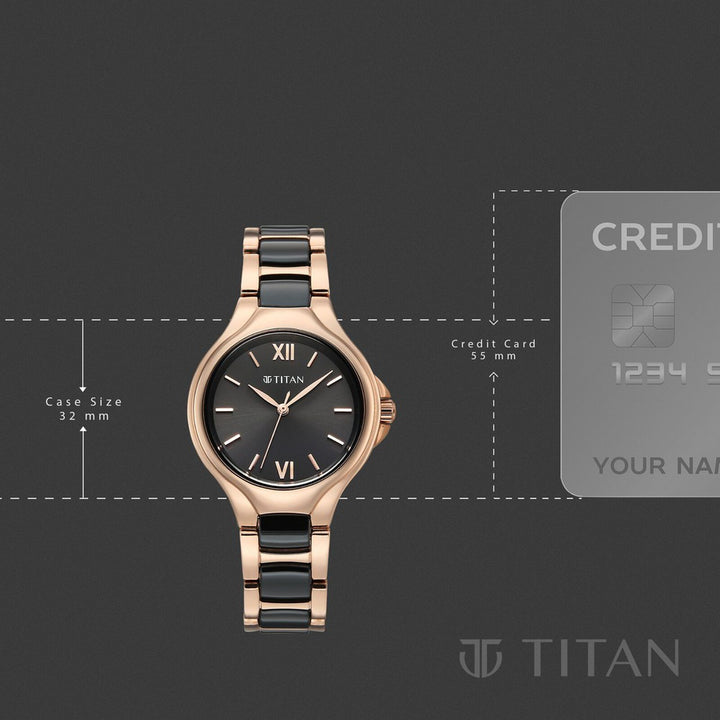Titan Work Essentials 95380KD01 Black Dial Women&