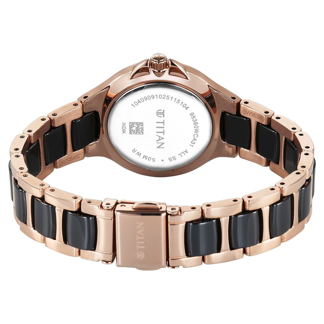 Titan Work Essentials 95380KD01 Black Dial Women&