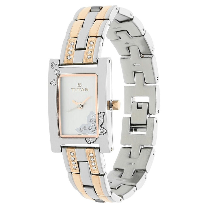 Titan Quartz Analog Silver Dial Metal Strap Watch for Women NS9716KM01
