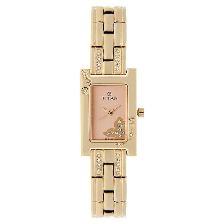 Titan Purple Rose Gold Dial Analog Metal Strap Watch for Women NS9716WM01