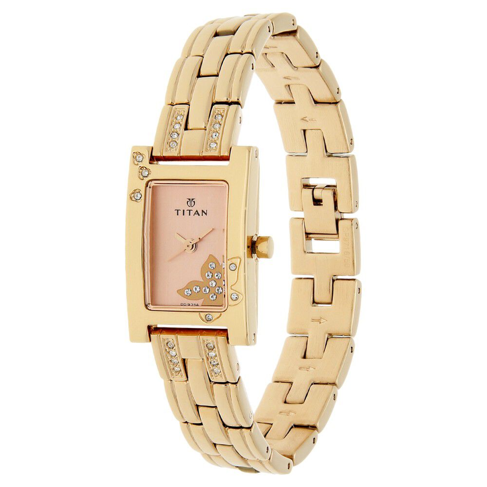 Titan Purple Rose Gold Dial Analog Metal Strap Watch for Women NS9716WM01
