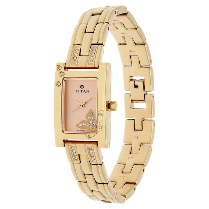 Titan Purple Rose Gold Dial Analog Metal Strap Watch for Women NS9716WM01