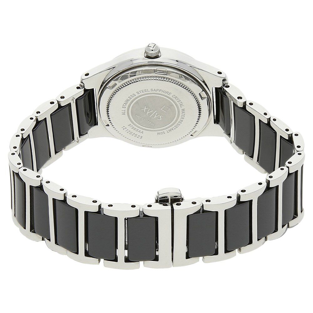 Xylys Swiss Analog with Date Two Toned Stainless Steel And Ceramic Strap Black Dial Watch For Women NS9766DM02M