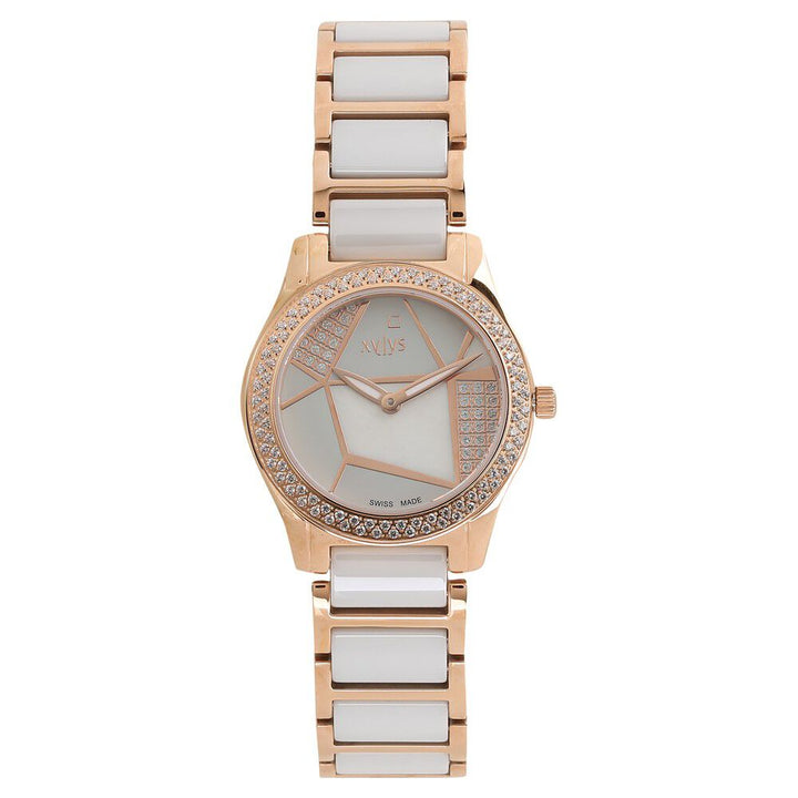 Xylys Swiss Analog White Stainless Steel And Ceramic Strap Mother of Pearl Dial Watch For Women NS9766WD01M