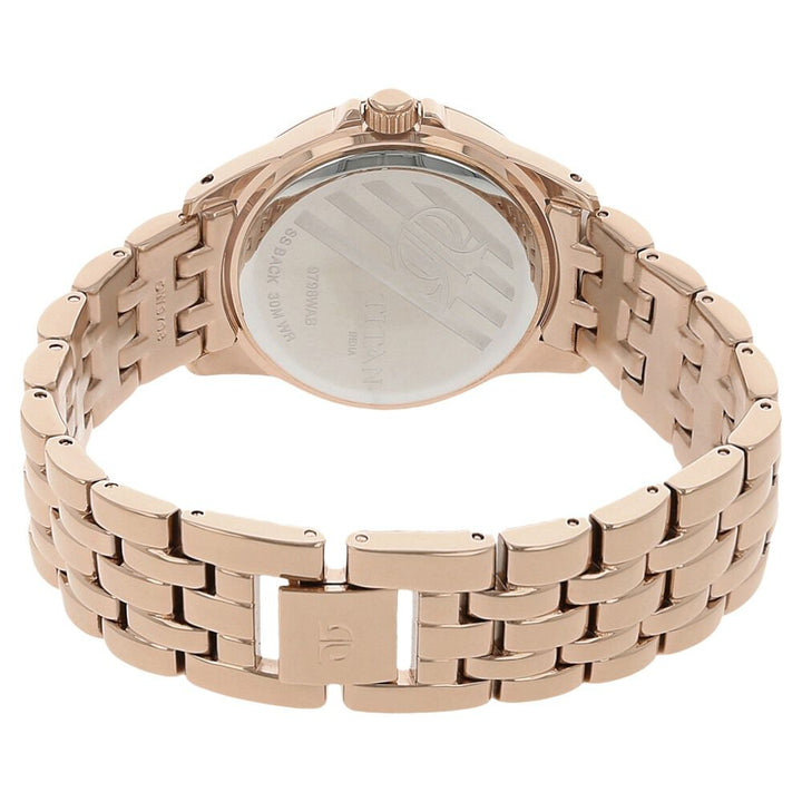 Titan Quartz Analog Champagne Dial Stainless Steel Strap Watch for Women - The Watch Factory ®