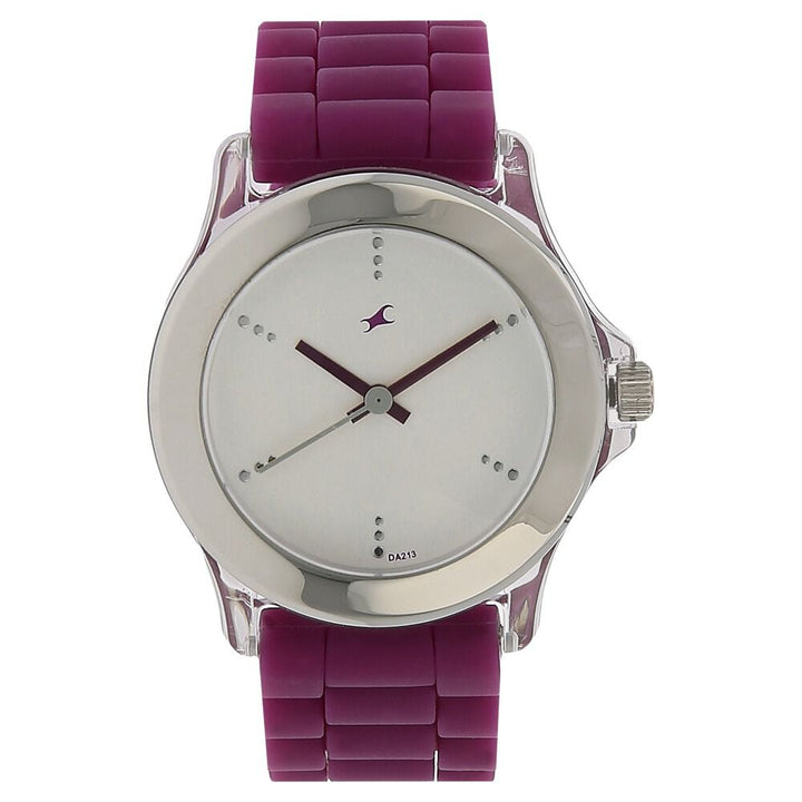 Fastrack Quartz Analog Silver Dial Plastic Strap Watch for Girls NP9827PP06