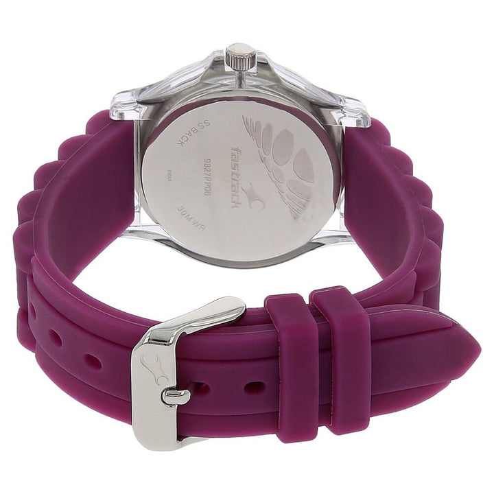 Fastrack Quartz Analog Silver Dial Plastic Strap Watch for Girls NP9827PP06