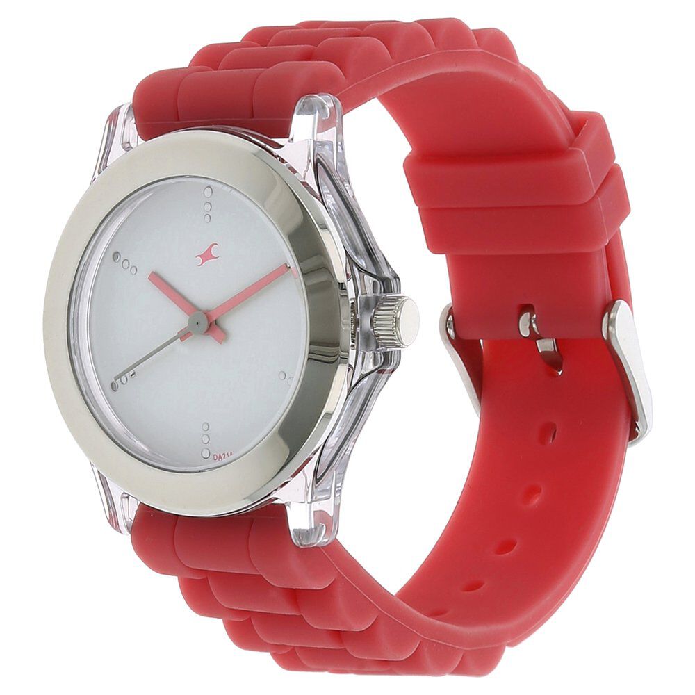 Fastrack Quartz Analog White Dial Plastic Strap Watch for Girls NP9827PP07
