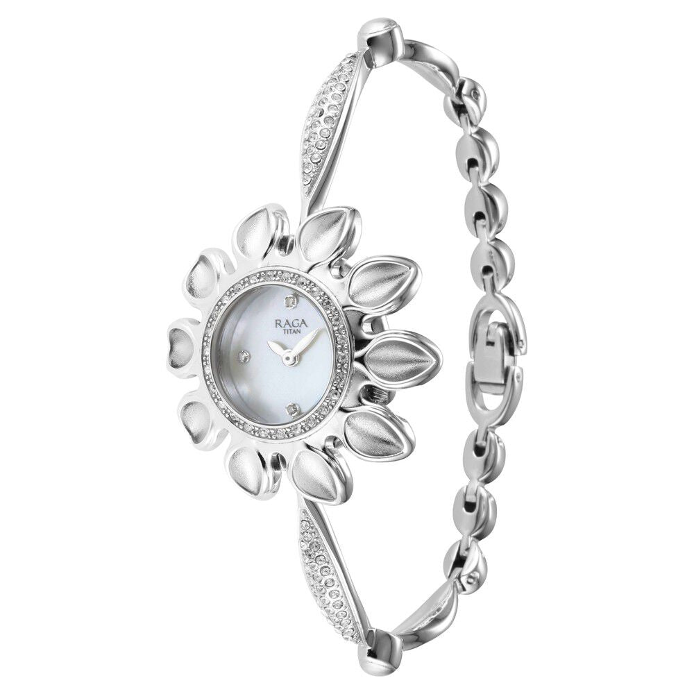 Titan Raga Silver Mother Of Pearl Dial Analog Sterling Silver Strap Watch for Women NS9893VM02