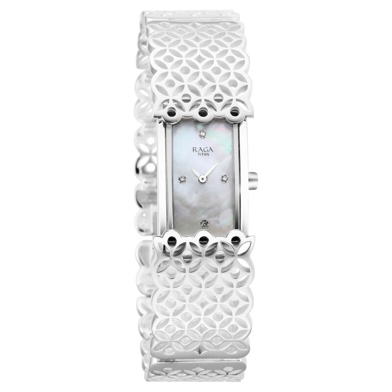 Titan Raga Silver Mother of Pearl Analog Sterling Silver Strap Watch for Women