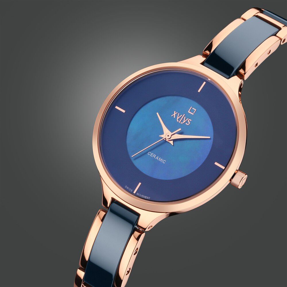 Xylys Seraphina Swiss Analog Steel & Ceramic Mother of Pearl Green Dial Watch for Women 9920WD05E