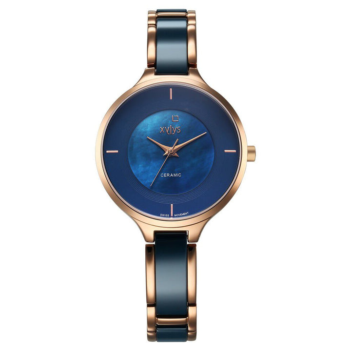 Xylys Seraphina Swiss Analog Steel & Ceramic Mother of Pearl Green Dial Watch for Women 9920WD05E