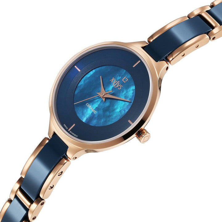 Xylys Seraphina Swiss Analog Steel & Ceramic Mother of Pearl Green Dial Watch for Women 9920WD05E