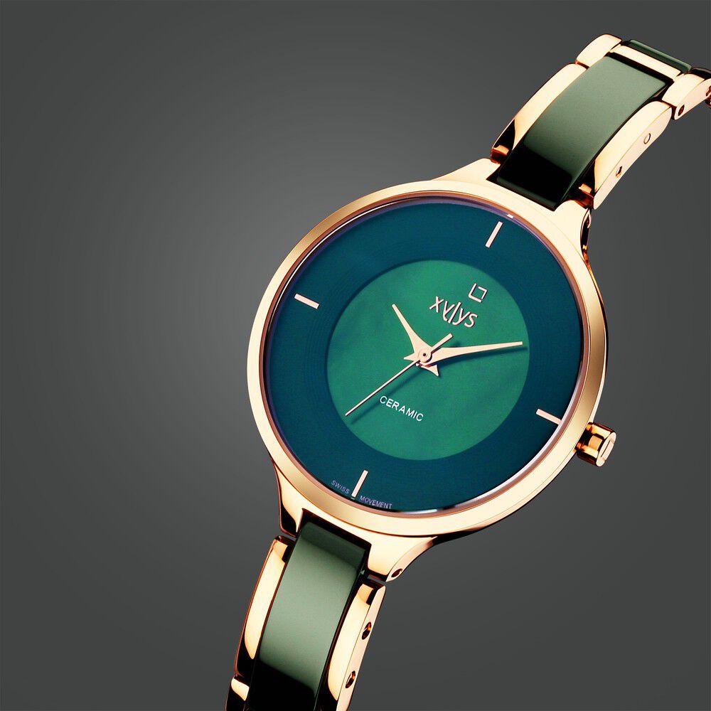 Xylys Seraphina Swiss Steel & Ceramic Mother of Pearl Blue Dial Watch for Women 9920WD06E