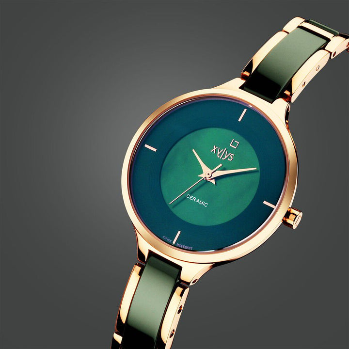 Xylys Seraphina Swiss Steel & Ceramic Mother of Pearl Blue Dial Watch for Women 9920WD06E