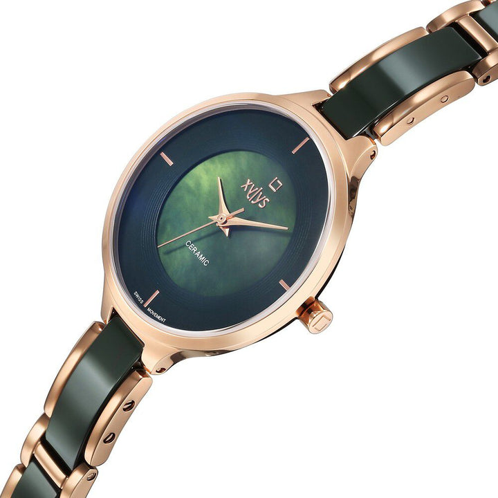 Xylys Seraphina Swiss Steel & Ceramic Mother of Pearl Blue Dial Watch for Women 9920WD06E