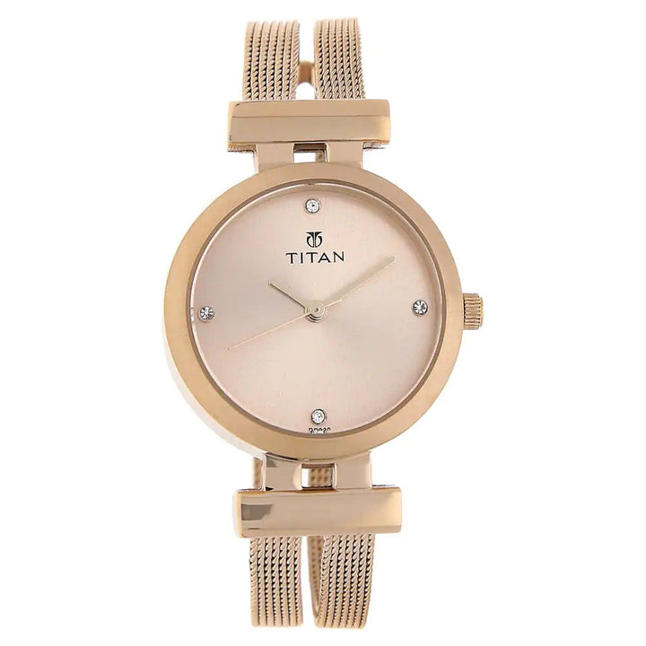 Titan Rose Gold Dial Stainless Steel Strap Watch NP9942WM01 (DD930)