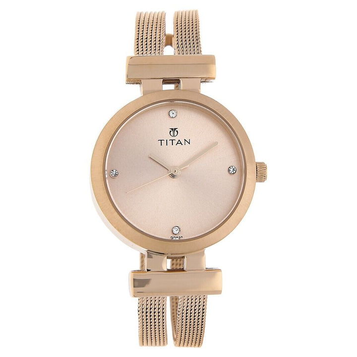 Titan Quartz Analog Rose Gold Dial Stainless Steel Strap Watch for Women - The Watch Factory ®
