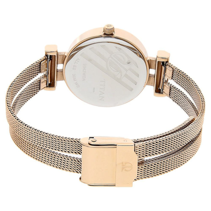 Titan Quartz Analog Rose Gold Dial Stainless Steel Strap Watch for Women NS9942WM01