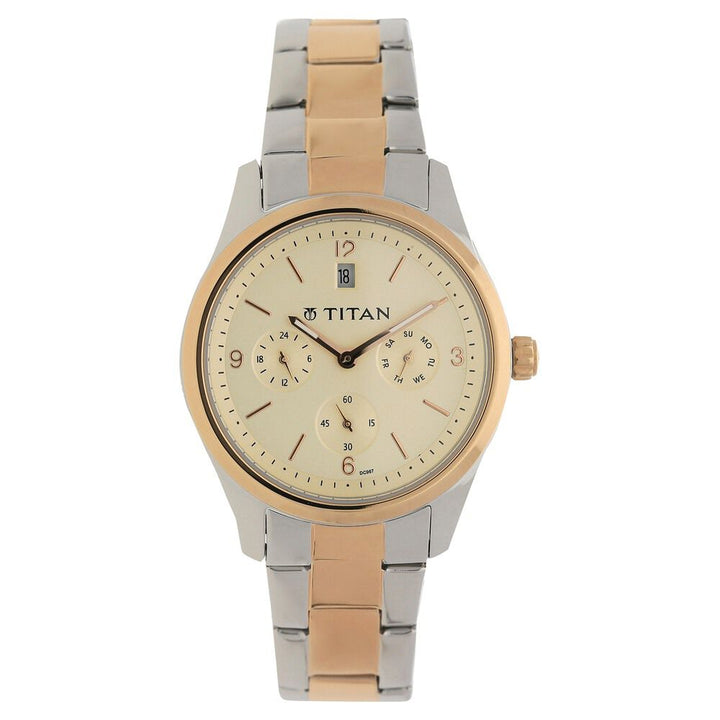 Titan Quartz Analog Off White Dial Stainless Steel Strap Watch for Women NF9962KM01