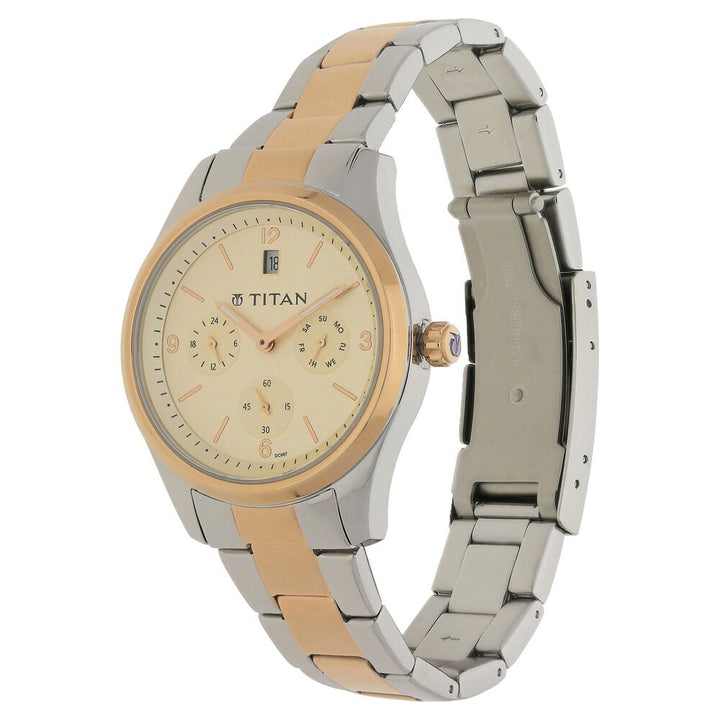 Titan Quartz Analog Off White Dial Stainless Steel Strap Watch for Women NF9962KM01