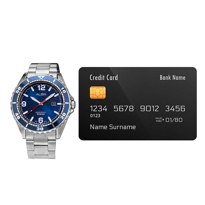 AG8N47X1 Blue Ripple Patterned Dial