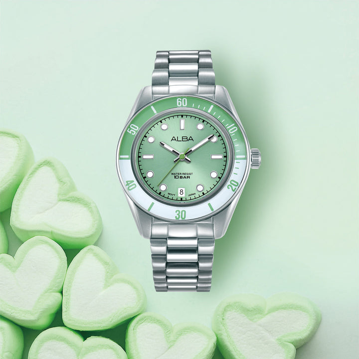 Alba AG8Q67X1 Green Dial Women&