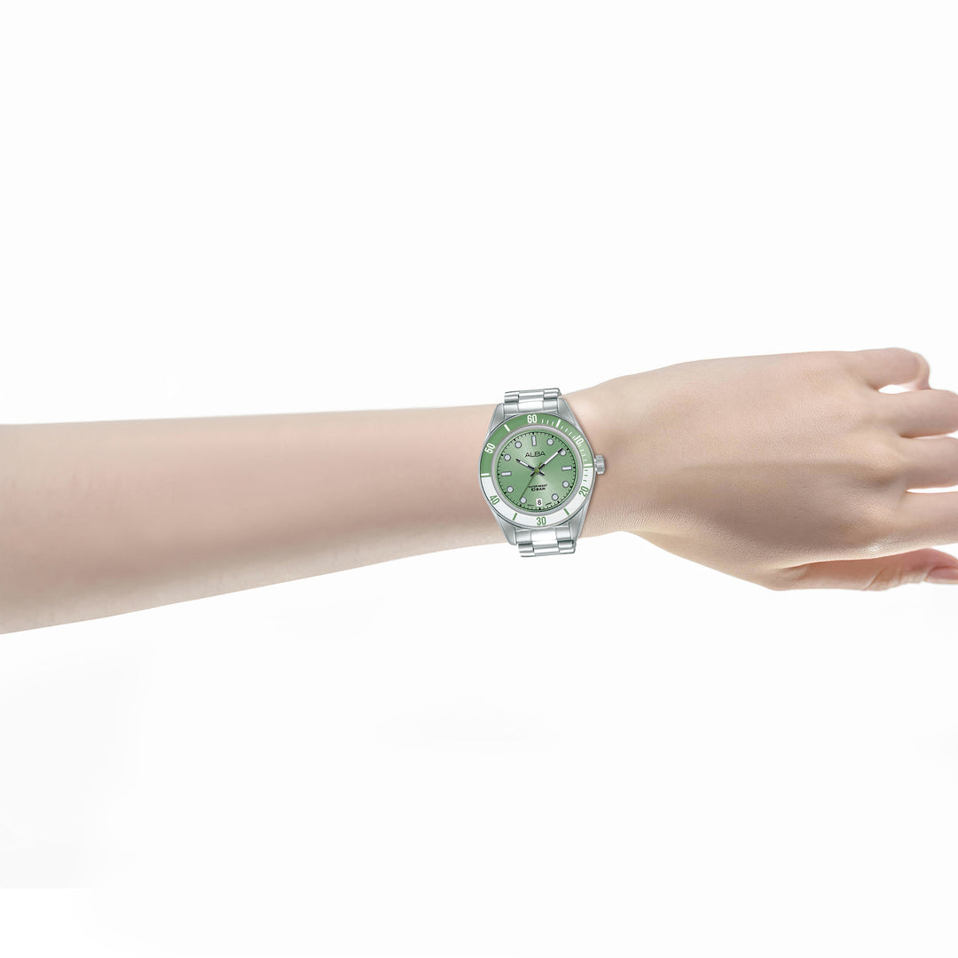 Alba AG8Q67X1 Green Dial Women&