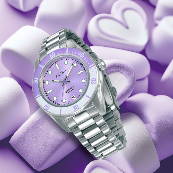 Alba AG8Q69X1 Purple Dial Women&