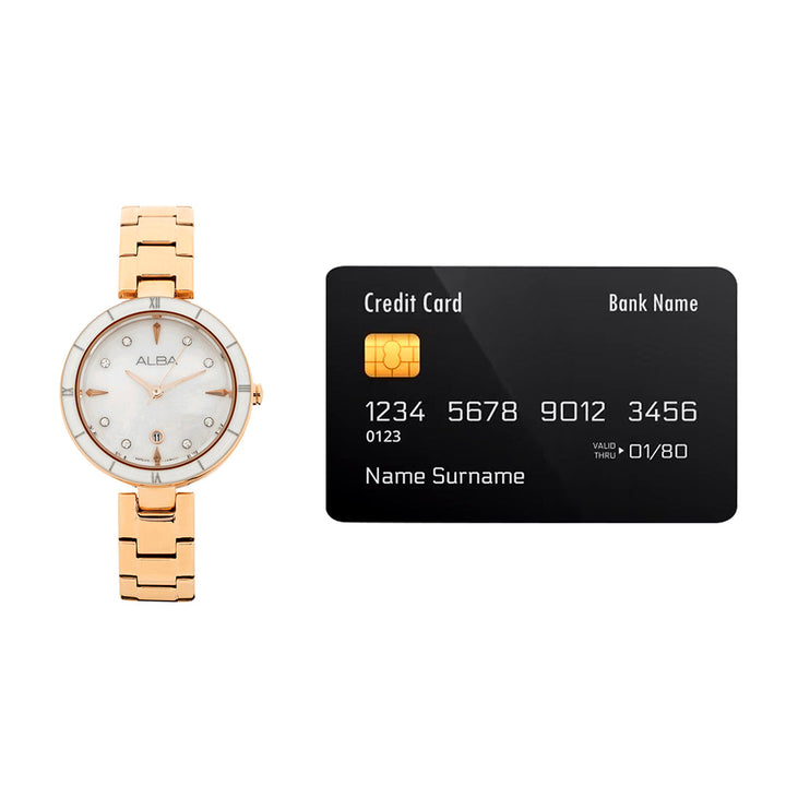 AH7AW6X1 White Mother of Pearl With Rose Gold Strap