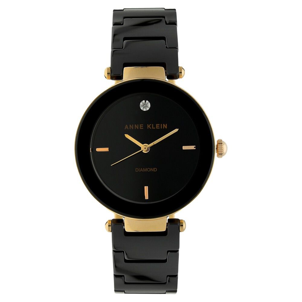 Anne Klein Quartz Analog Black Dial Ceramic Strap Watch for Women