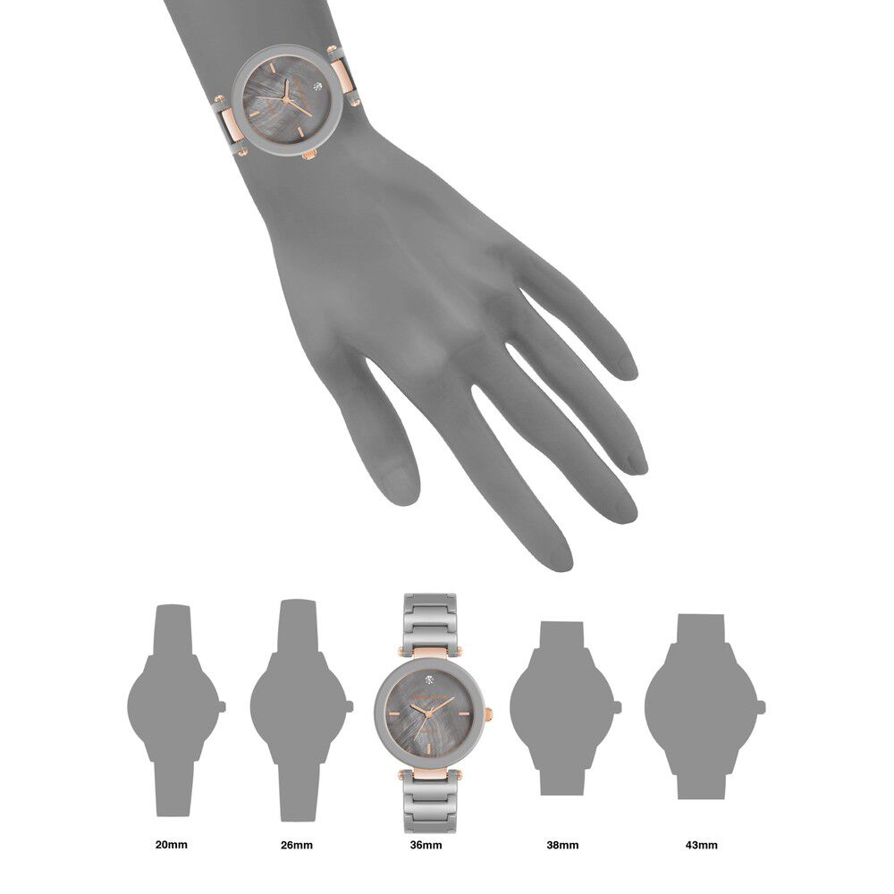 Anne Klein Quartz Analog Grey Dial Ceramic Strap Watch for Women