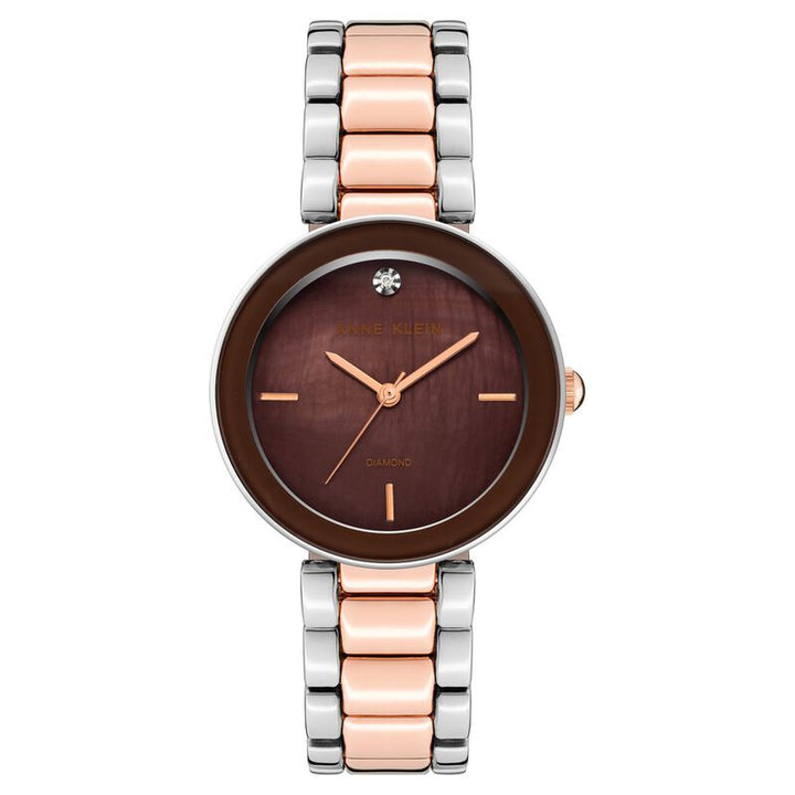Anne Klein Quartz Analog Brown Dial Metal Strap Watch For Women
