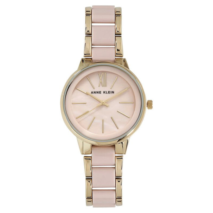 Anne Klein Quartz Analog Beige Dial Bimetal Strap Watch For Women