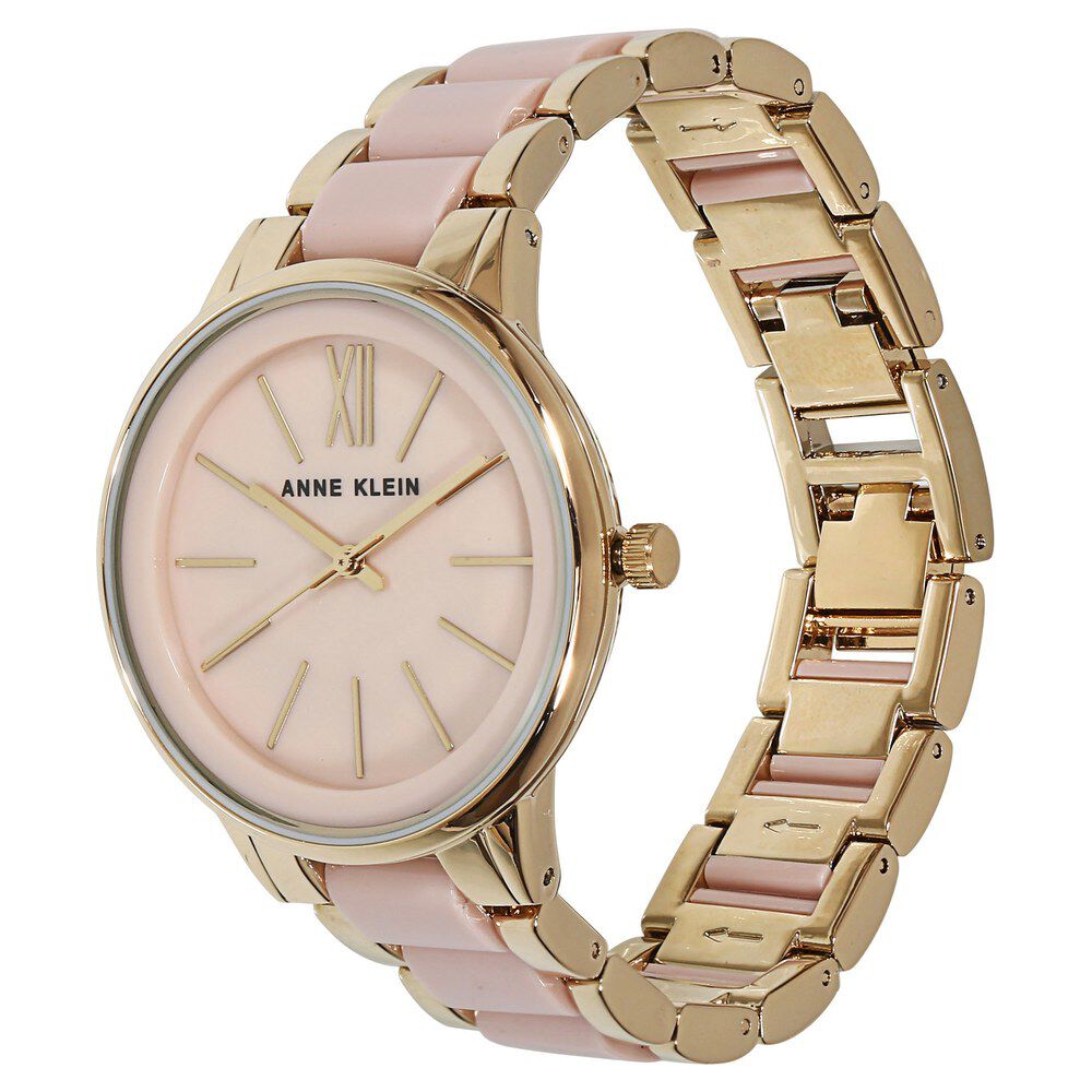 Anne Klein Quartz Analog Beige Dial Bimetal Strap Watch For Women