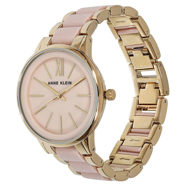 Anne Klein Quartz Analog Beige Dial Bimetal Strap Watch For Women