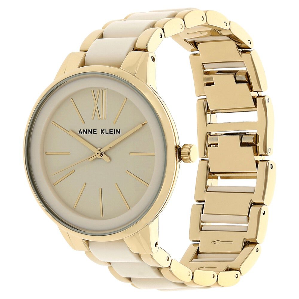Anne Klein Quartz Analog Off White Dial Ceramic Strap Watch For Women
