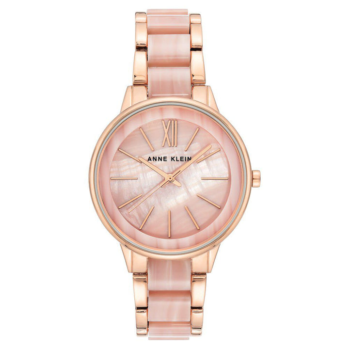 Anne Klein Quartz Analog Pink Dial Plastic Strap Watch for Women NEAK1412PKRG