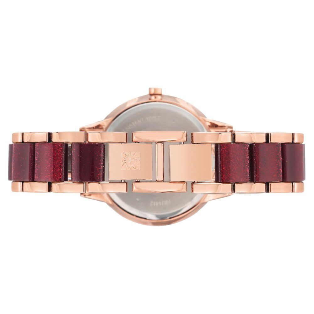 Anne Klein Quartz Analog Maroon Dial Plastic Strap Watch For Women