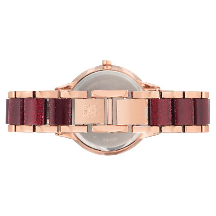 Anne Klein Quartz Analog Maroon Dial Plastic Strap Watch For Women